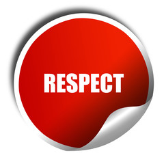 respect, 3D rendering, red sticker with white text