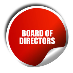 board of directors, 3D rendering, red sticker with white text