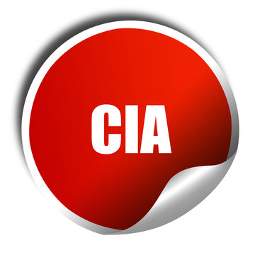 cia, 3D rendering, red sticker with white text