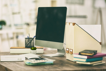 Modern workplace with computer on the table