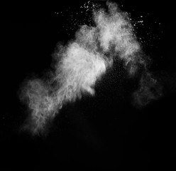 White powder on black background