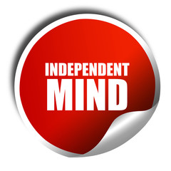 independent mind, 3D rendering, red sticker with white text