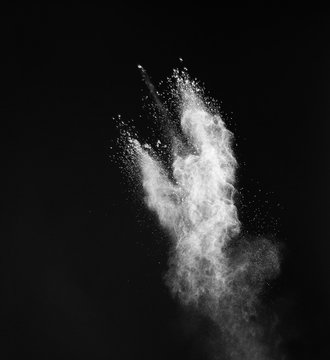 White powder on black background