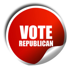 vote republican, 3D rendering, red sticker with white text