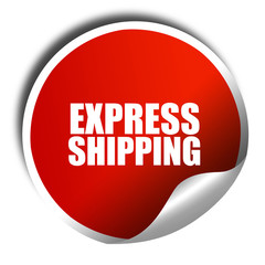 express shipping, 3D rendering, red sticker with white text