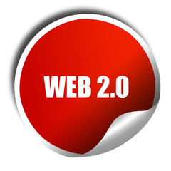 web 2.0, 3D rendering, red sticker with white text