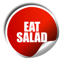 eat salad, 3D rendering, red sticker with white text