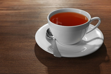 Cup of tea on wooden table