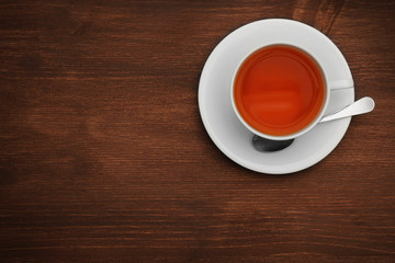 Cup of tea on wooden table