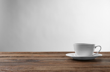 Cup of tea on wooden table