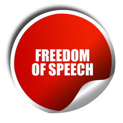 freedom of speech, 3D rendering, red sticker with white text