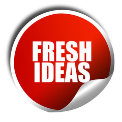 fresh ideas, 3D rendering, red sticker with white text