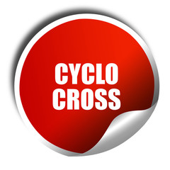 cyclo cross sign background, 3D rendering, red sticker with whit