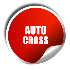 auto cross sign background, 3D rendering, red sticker with white