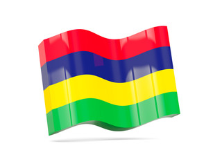 Wave icon with flag of mauritius