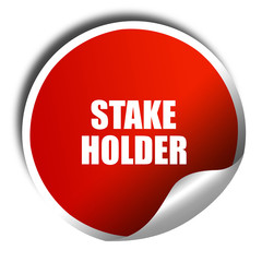 stakeholder, 3D rendering, red sticker with white text