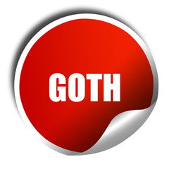 goth, 3D rendering, red sticker with white text