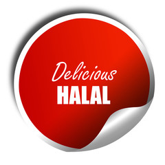 Delicious hala food, 3D rendering, red sticker with white text