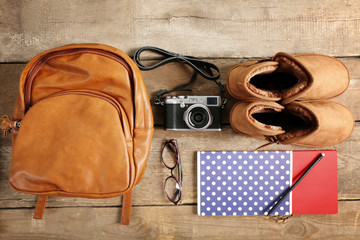 Naklejka premium Stylish traveler set