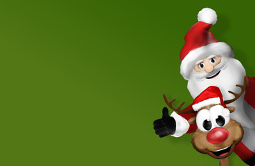 Christmas Santa Claus and Reindeer 3d