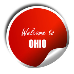 Welcome to ohio, 3D rendering, red sticker with white text
