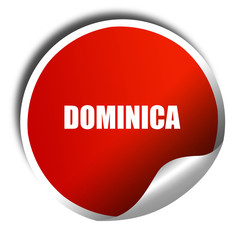Greetings from dominica, 3D rendering, red sticker with white te
