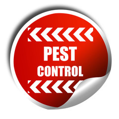 Pest control background, 3D rendering, red sticker with white te