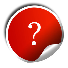 question mark, 3D rendering, red sticker with white text