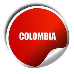 Greetings from colombia, 3D rendering, red sticker with white te
