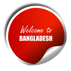 Welcome to bangladesh, 3D rendering, red sticker with white text