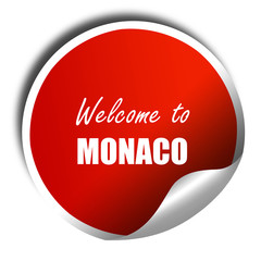 Welcome to monaco, 3D rendering, red sticker with white text