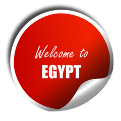 Welcome to egypt, 3D rendering, red sticker with white text
