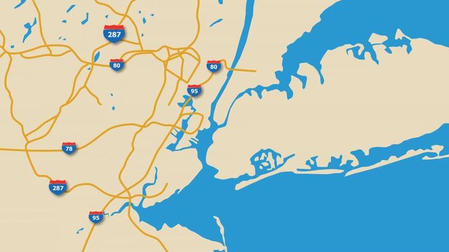 New York Map Animation 4K