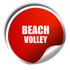 beach volley sign, 3D rendering, red sticker with white text