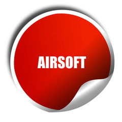 airsoft sign background, 3D rendering, red sticker with white te