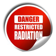 Nuclear danger background, 3D rendering, red sticker with white 