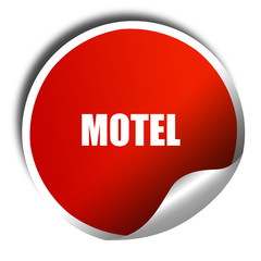 Vacancy sign for motel, 3D rendering, red sticker with white tex