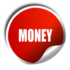 money, 3D rendering, red sticker with white text