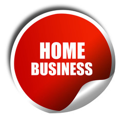 home business, 3D rendering, red sticker with white text
