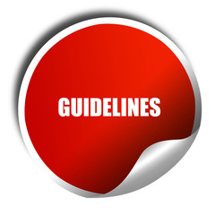 guidelines, 3D rendering, red sticker with white text