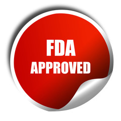 FDA approved background, 3D rendering, red sticker with white te