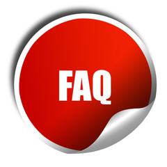 faq, 3D rendering, red sticker with white text