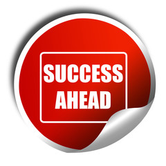 Success sign with smooth lines, 3D rendering, red sticker with w