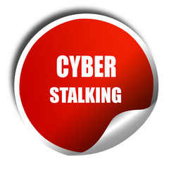Cyber stalking background, 3D rendering, red sticker with white 