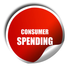 consumer spending, 3D rendering, red sticker with white text