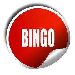 bingo, 3D rendering, red sticker with white text
