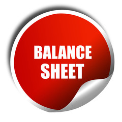 balance sheet, 3D rendering, red sticker with white text