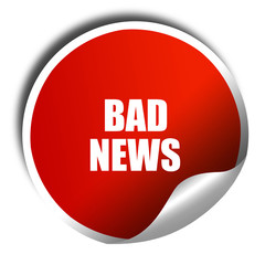 bad news, 3D rendering, red sticker with white text