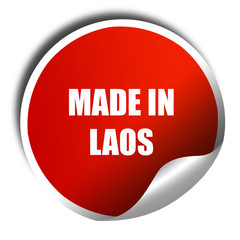 Made in laos, 3D rendering, red sticker with white text
