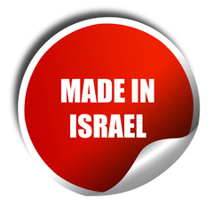 Made in israel, 3D rendering, red sticker with white text
